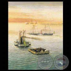 LA ESCUADRA EN PASO DE PATRIA, 1866 (Óleo de CÁNDIDO LÓPEZ)